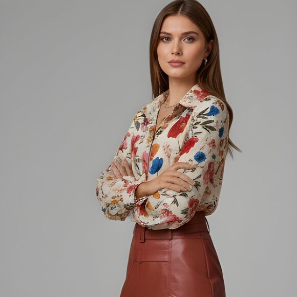 Boho Floral Print Blouse - Picture 2 of 6